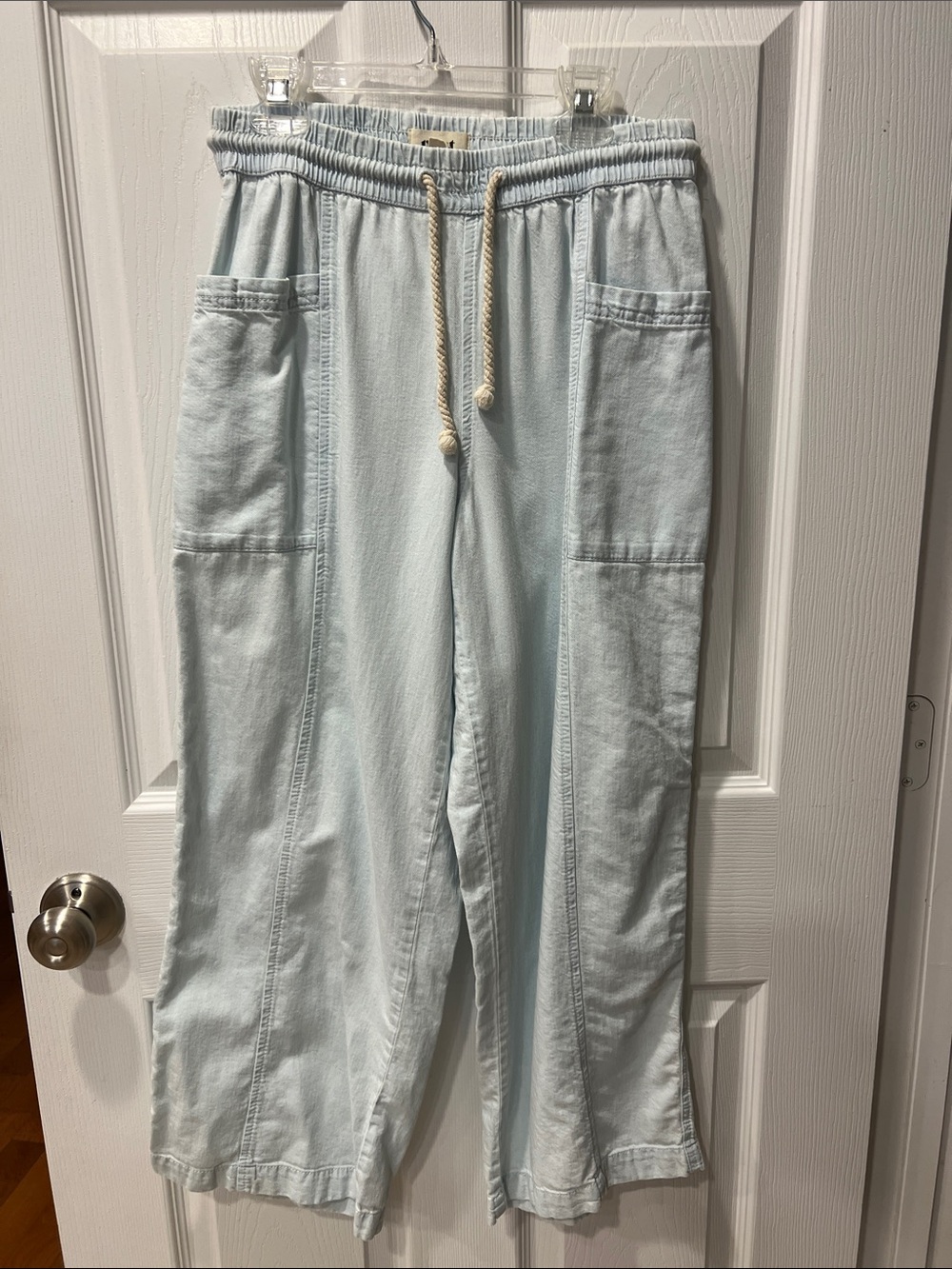 Pact Light Blue Wide-Leg Drawstring Pants